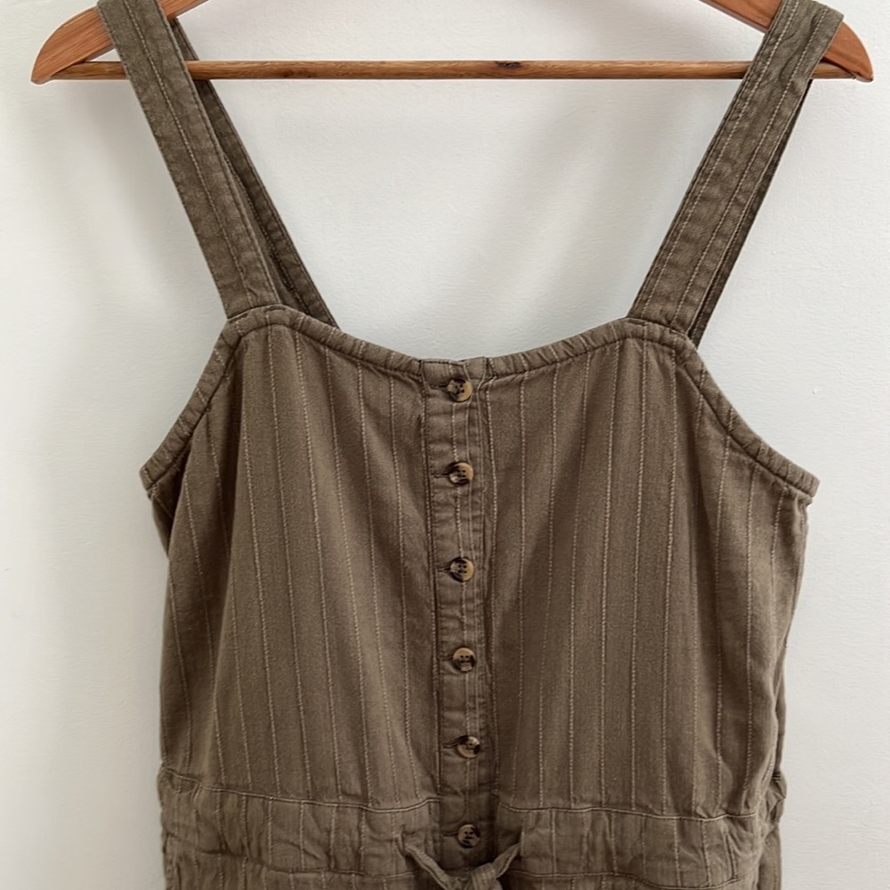 Billabong M Olive button-up tie waist overalls Romper Jumpsuit - Picture 4 of 8